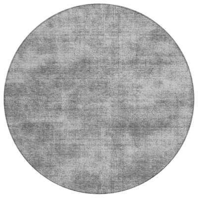 HomeRoots 8' Gray Round Washable Indoor Outdoor Area Rug