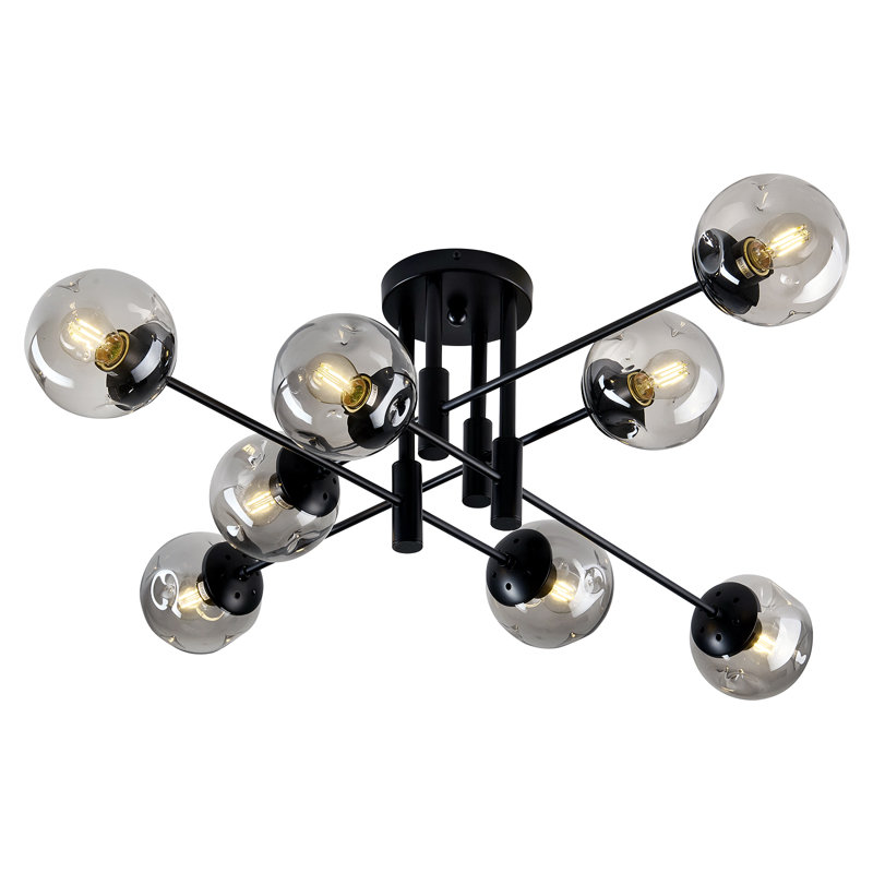 Lustre spoutnik en verre 6 lumières, 11.22" H x 37.79" W x 37.79" D, 8 Lights