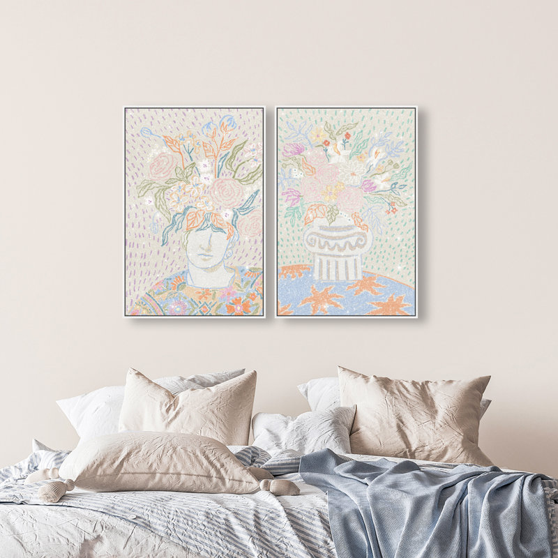 Summer Flourish Set Set by Oliver Gal, 92"H x 62"W, White Floater Frame