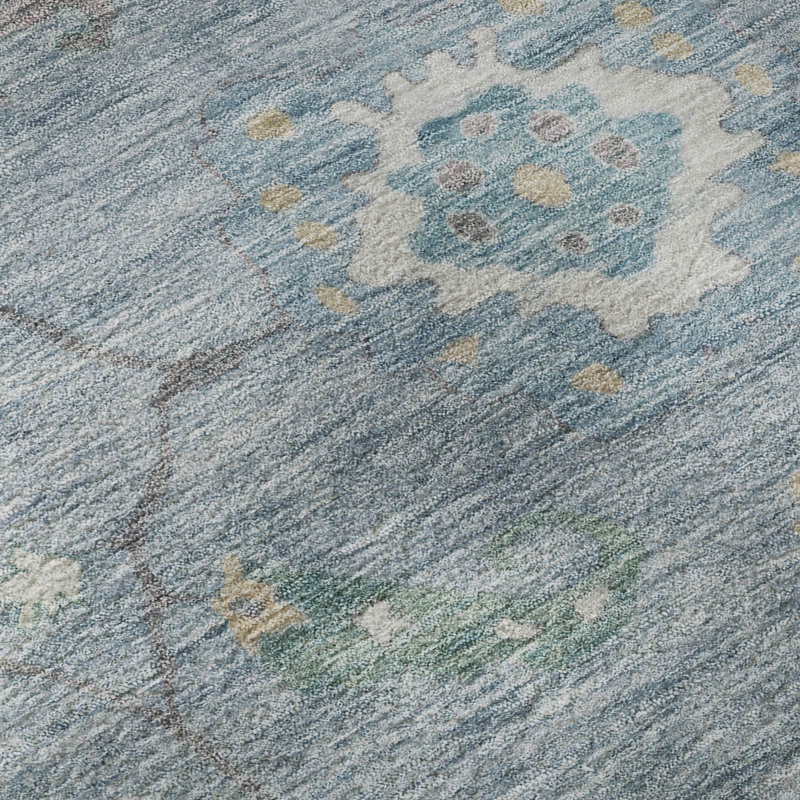 Premium Machine Washable Mayfield AMF2229 Global Rug, Sky, 10' x 14'