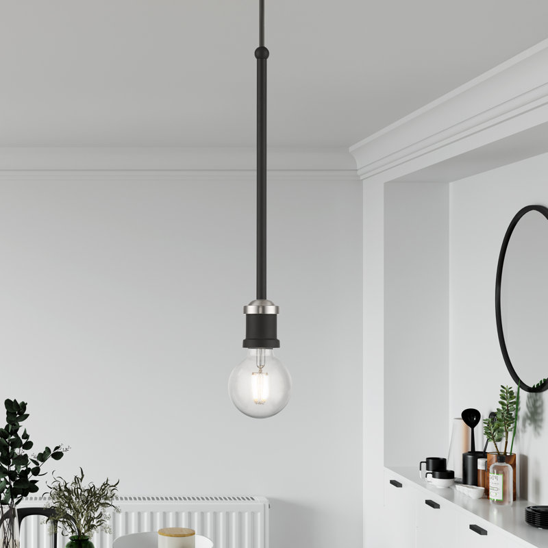 Luminaire suspendu sphérique 1 lumière Grogan, Noir / nickel brossé