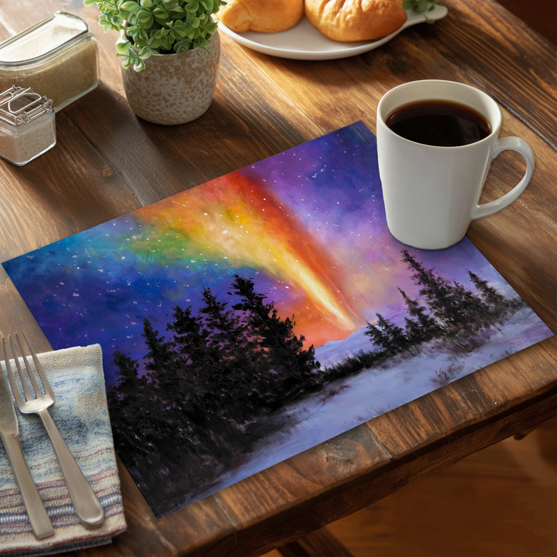 Aurora Borealis Forest Placemat | Contemporary Bedroom Decor