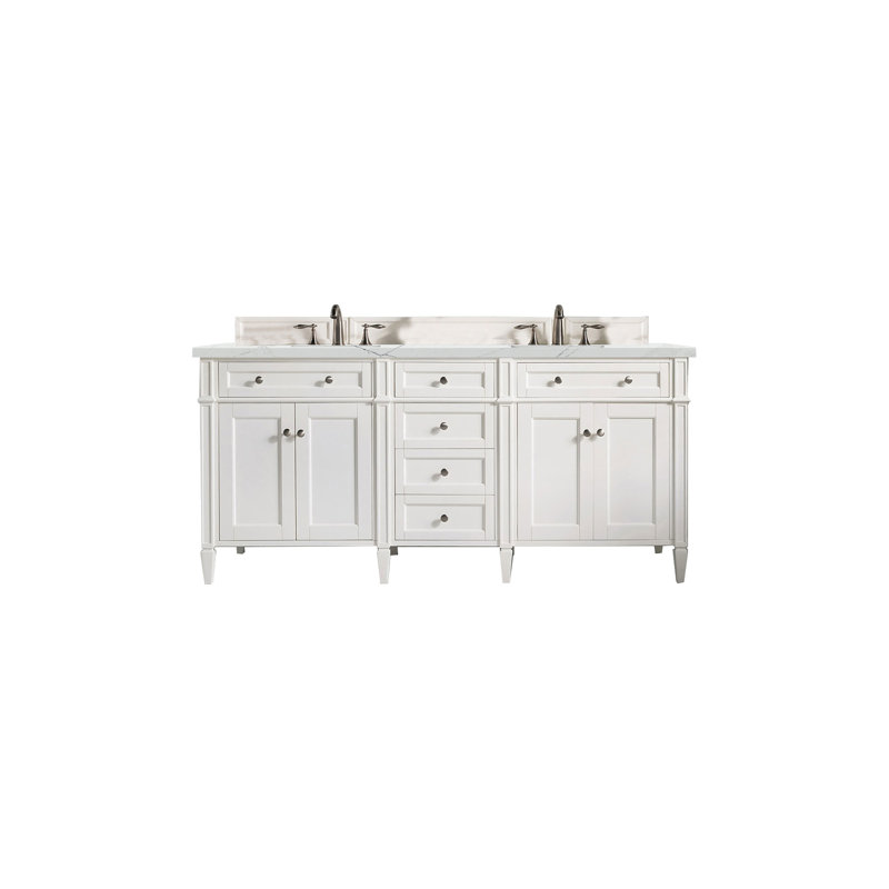 Meuble-lavabo double l 72 po Dussault, Blanc brillant, Noctis éthéré, 8 po