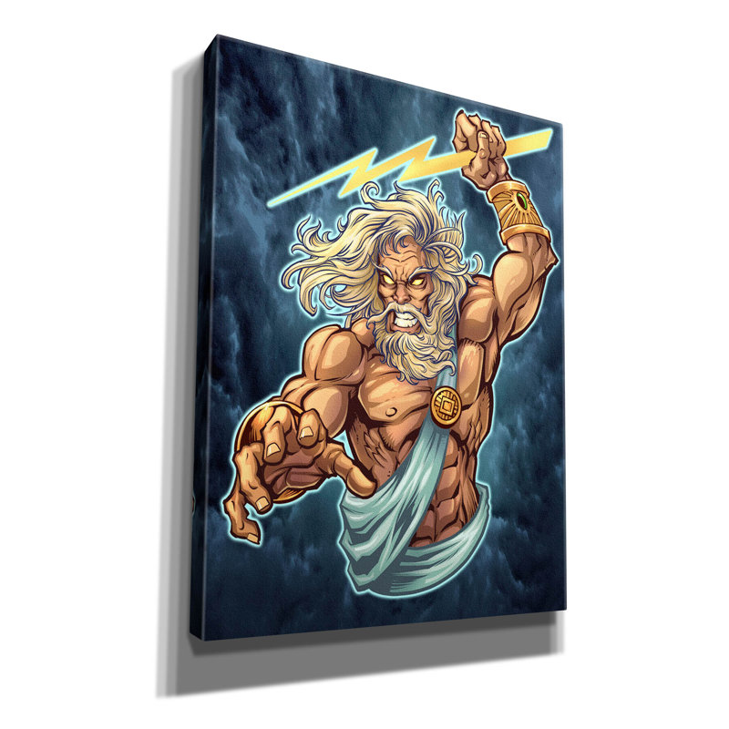 Hakim Zeus en quadrichromie sur toile, H 16 po x l 12 po x P 0,75 po