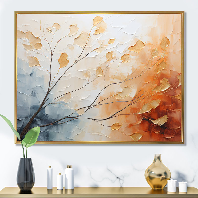 Paysage de rêve avec arbre, H 12 po x l 20 po x P 1 po, Cadre flottant doré