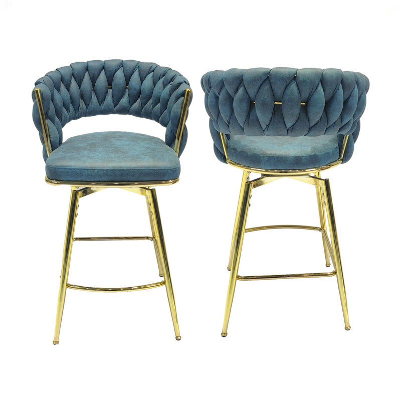 Ensemble de 2 tabourets de bar en suède tissé