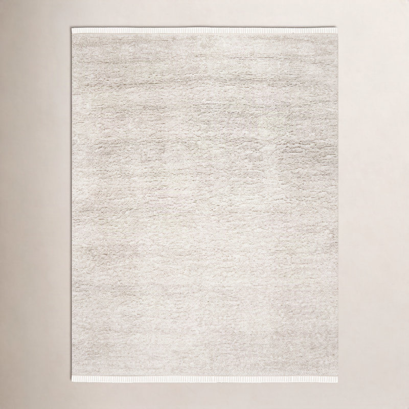 Tapis beige à poil long en laine Wyly, Rectangle de 10 pi x 14 pi