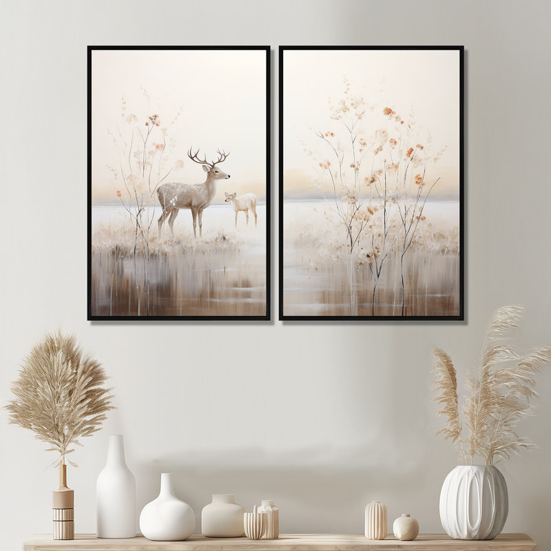 Décoration murale Beige, Noir, H 36 po x l 48 po, Impression encadrée flottante