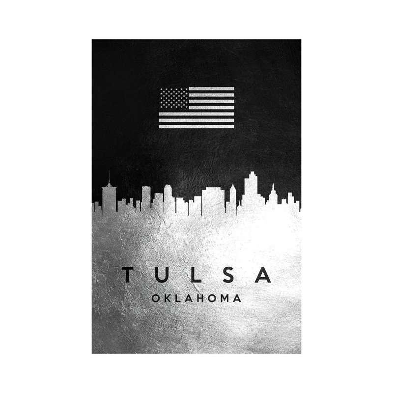 Tulsa Oklahoma Silver Skyline by Adrian Baldovino - Wrapped Canvas Painting, 20.32 cm H x 30.48 cm W x 1.91 cm D