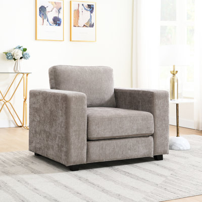 Fauteuil de lecture en tissu de chenille avec housses lavables, siège confortable de 7 pouces, style Mid-Century, accoudoirs larges pour le salon, accoudoirs rembourrés de fauteuil de dortoir confortables, tissu,