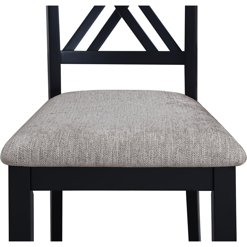 Ensemble de salle à manger en bois avec revêtement en polyuréthane 7 pièces Irline, Gris, Noir, Gris