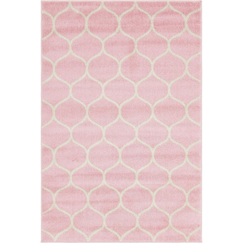 Tapis géométrique Llanet, Ovale 3 pi 1 po x 5 pi 3 po, Rose