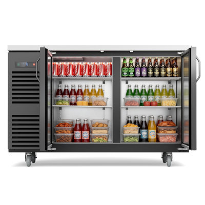 Digitale Essentials 60 in. W 20.5 cu. ft.Under Back Bar Cooler CommercialRefrigerator in Black Stainless Steel