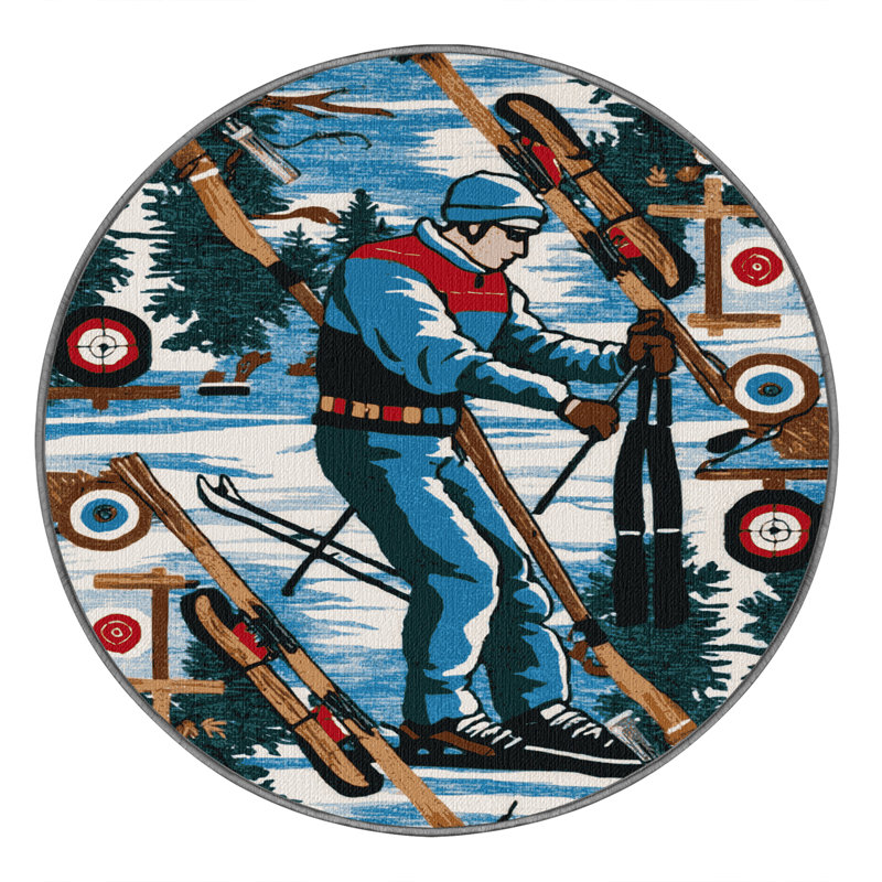  Washable Biathlon Sports Area Rug, Rond 5 pi