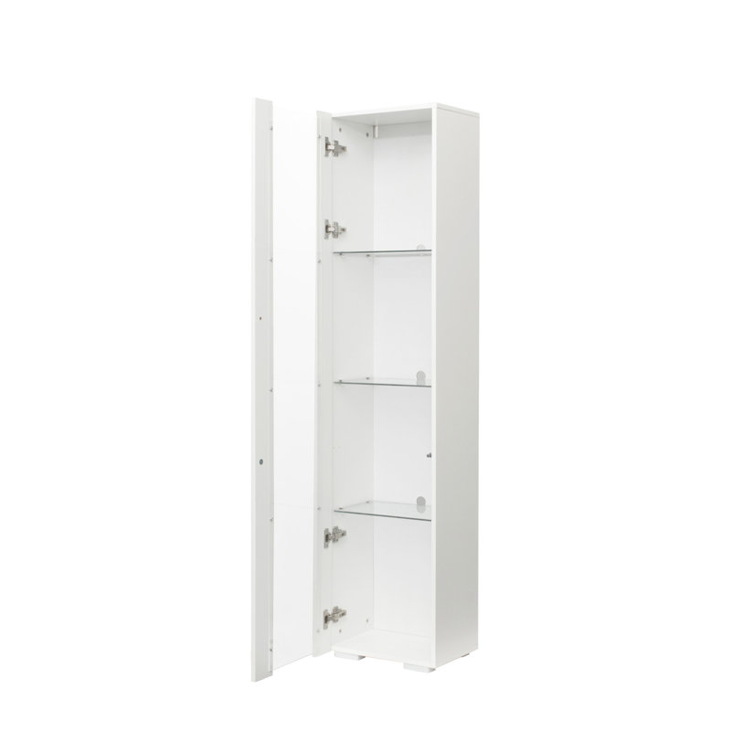 Side Cabinet With Aluminum Strip Lamp, White