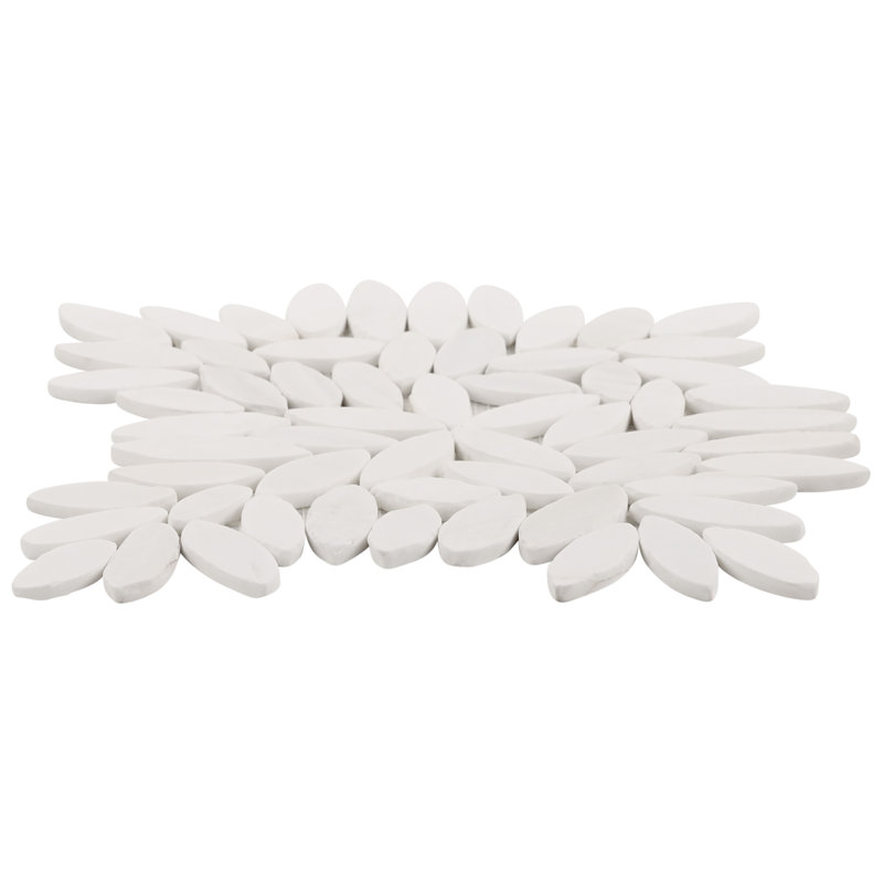 Picturesque Flower 11.81 in. x 11.81 in. Honed Marble Floor and Wall Tile (0.96 Sq. Ft. / Sheet), Bianco Dolomite