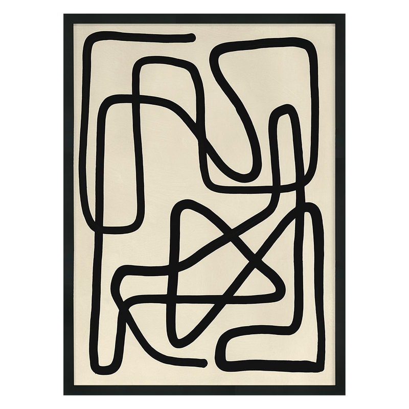«Smooth Moves 1» par Kyle Goderwis - Peinture sur papier d'un seul cadre, Noir, H 30 po x l 22 po x P 2,13 po