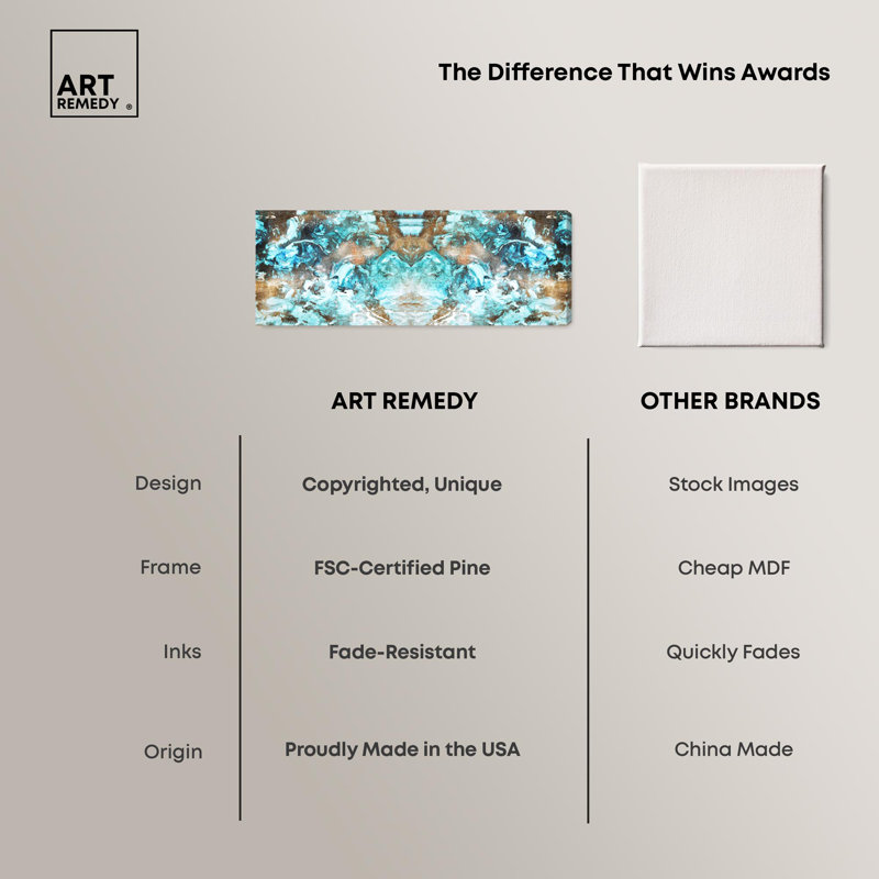 Décoration murale abstraite sur toile Blazing Blue Gold par Art Remedy, H 20 po x l 54 po, Toile tendue