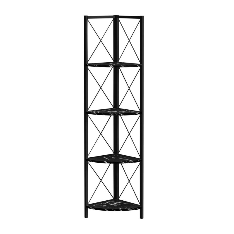 4-shelf metal bookcase, Black