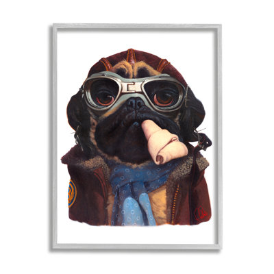 Air Pilot Pug Vintage Pet Fashion Dog Bone Grey Farmhouse