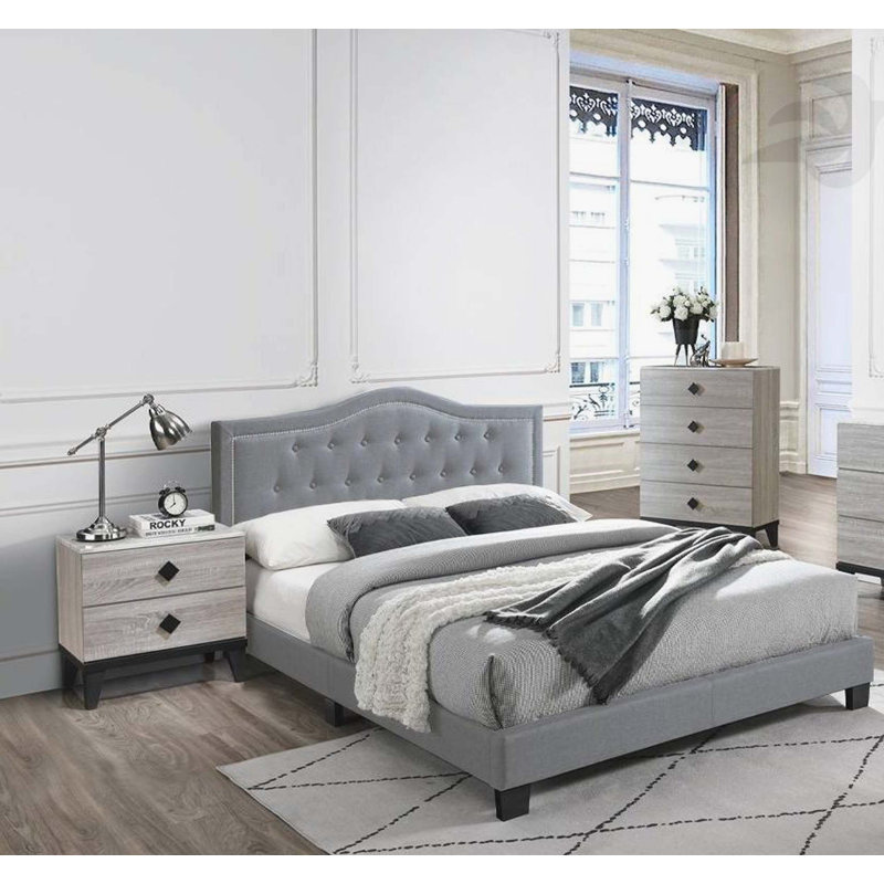 Mobilier de chambre à coucher européen en velours de lit double de style européen, Double