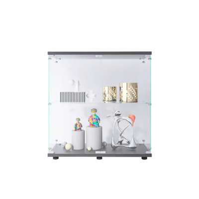 Vitrine en verre 2 couches avec 2 portes