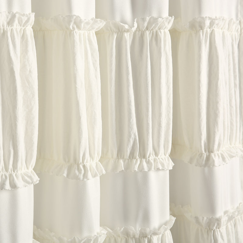 Paire de rideaux semi-transparents avec passe-tringle , L 42 po x L 84 po, Ivoire