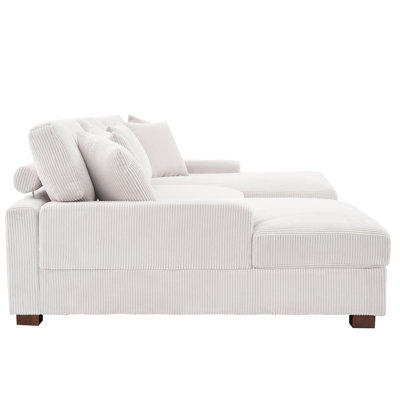 3-Piece Corduroy Modular Sectional with Loose Back