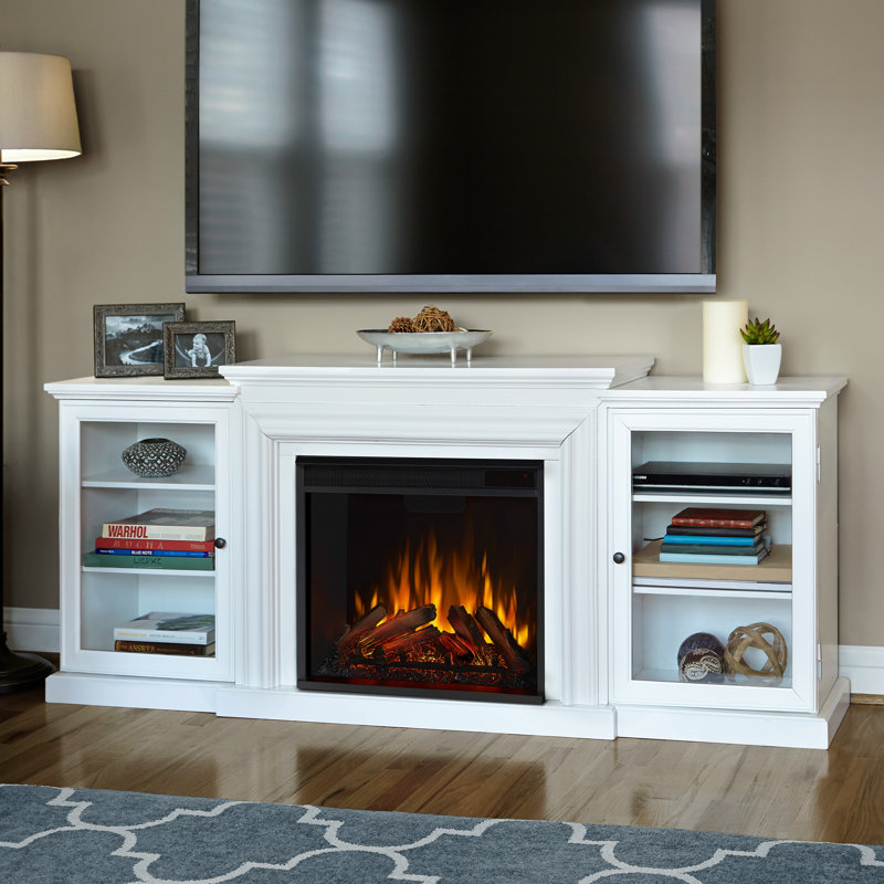 Frederick 72'' TV Stand with Fireplace, White