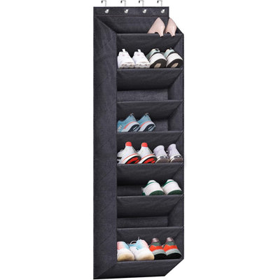 Over-The-Door Shoe Organizer For Closet – Black Hanging Shoe Rack With Large Deep Pockets For Boots And Shoes – Space-Saving Closet Storage
