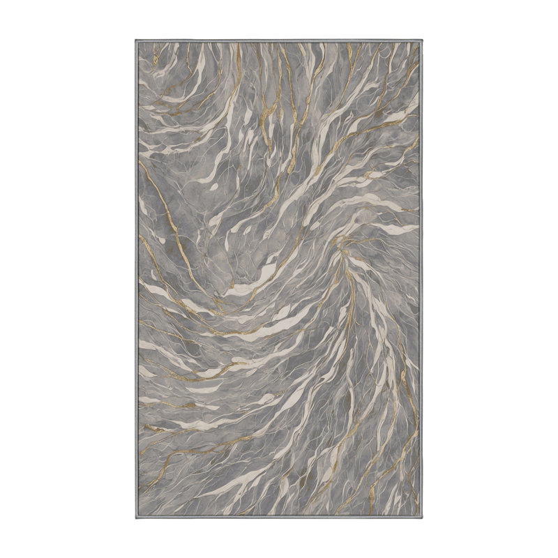Tapis gris lavable à la machine, Rectangle 7 pi x 9 pi