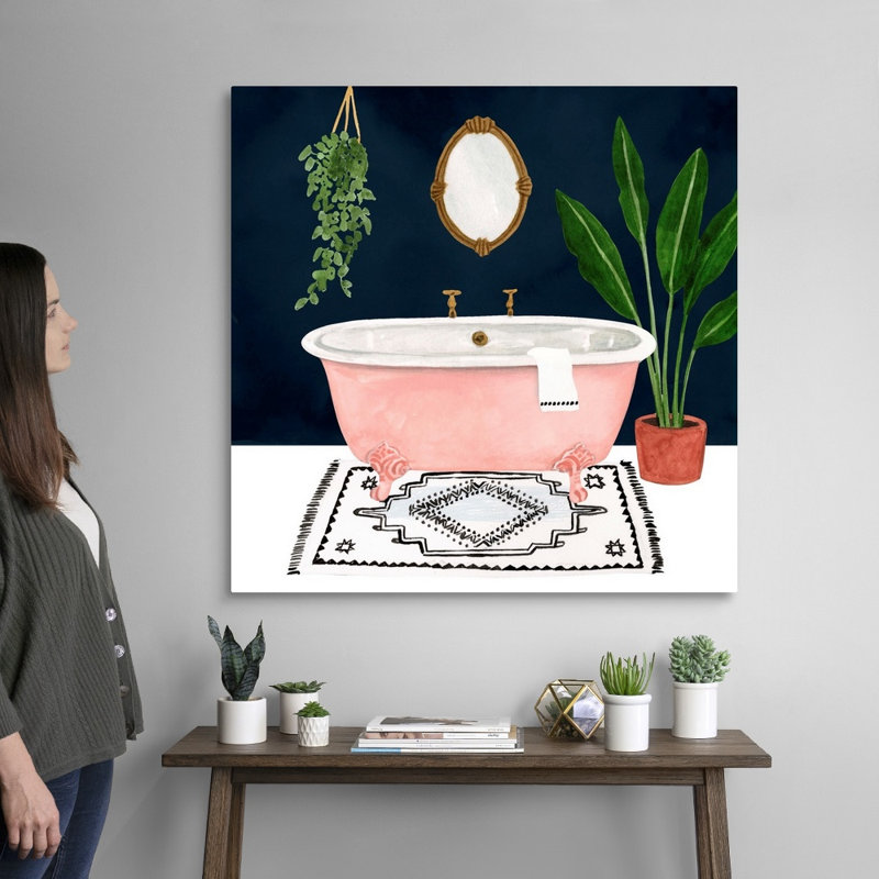 " Boho Bath II " Painting Print, Wrapped Canvas, 36" H x 36" W x 1.25" D