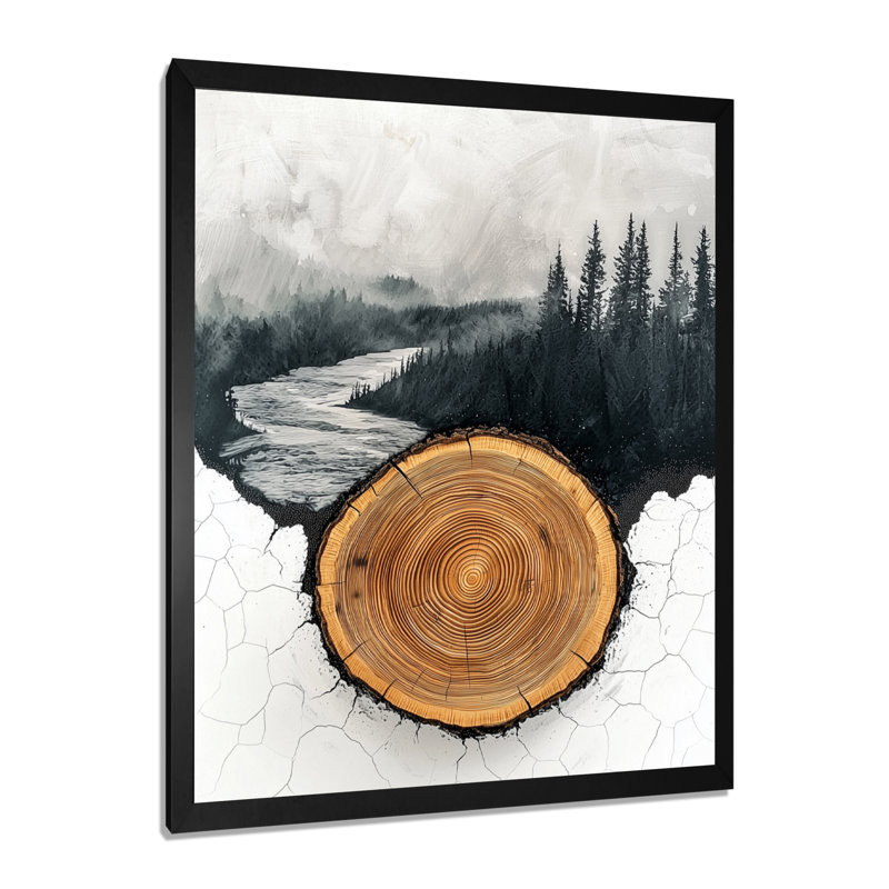 Girace - paysages, art mural sur toile, Noir, noir, noir, noir, H 20 po x l 12 po, Reproduction encadrée d'une seule photo