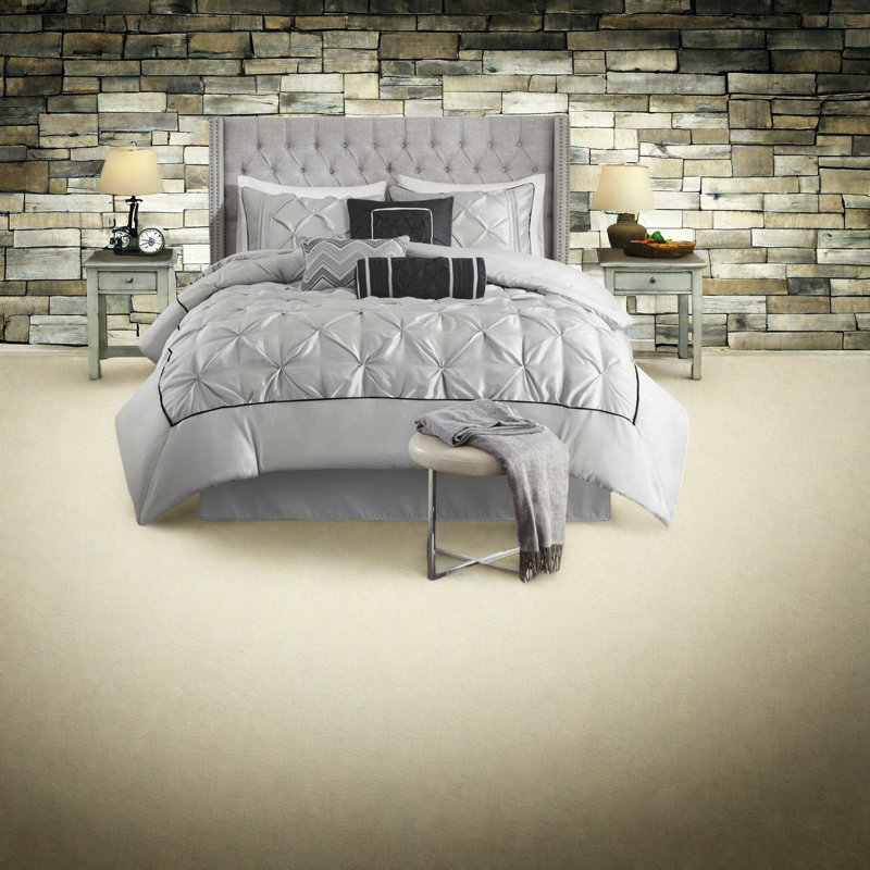 Elegant 7-piece Grey King Bedding Set Polyester Modern Design