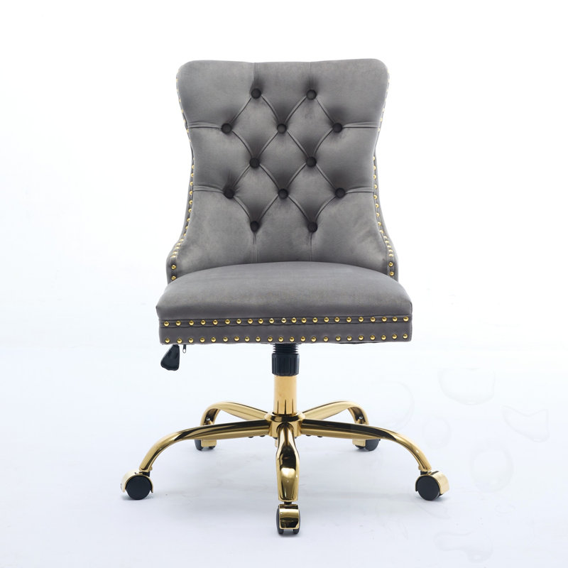 Chaise de bureau pivotante réglable avec base en métal, Violet