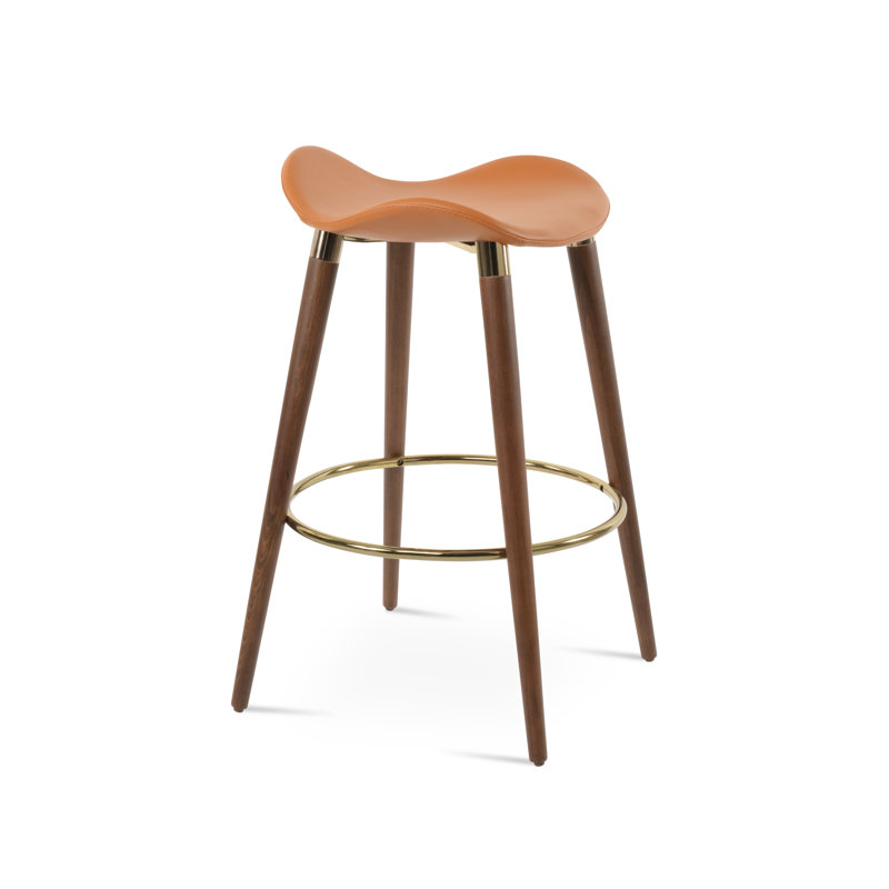 Tabouret en bois Falcon GZ, Tabouret de comptoir (siège d'une hauteur de 27,5, Caramel