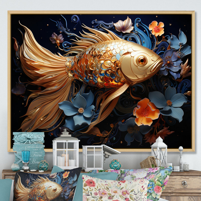 " Fishing Dreamy Deep ", 24" H x 32" W x 1" D, Natural Floater Framed