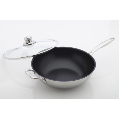 Swiss Diamond Prestige 12.5'' Non-Stick Stainless Steel Wok with Lid
