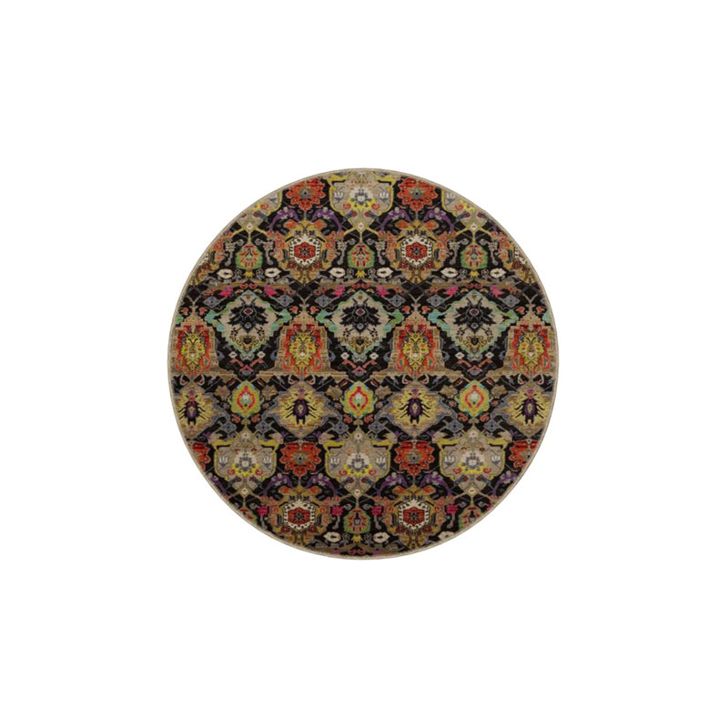Woven Based Floral Decorative Washable Carpet, Round 3'4"