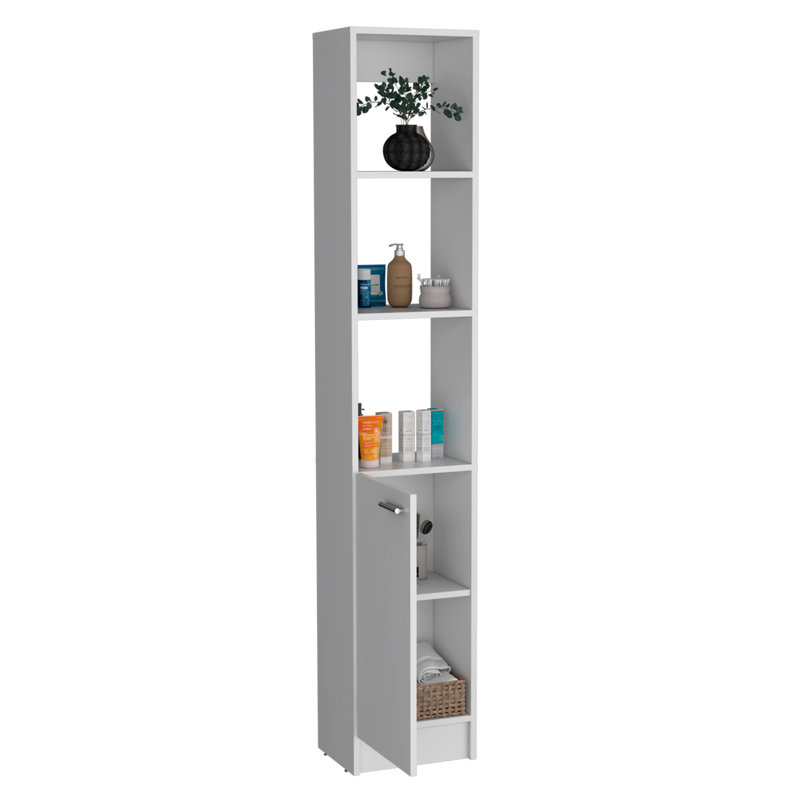 Parks Linen Bathroom Storage Cabinet With One Doors, Tall Bathroom Cabinet With 6 Shelves, For Bathroom, Living Room, Kitchen