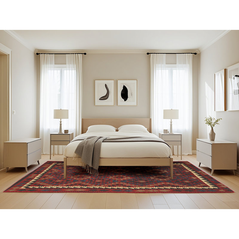 Tapis beige/rouge/brun contemporain, Rectangle 5 pi x 8 pi