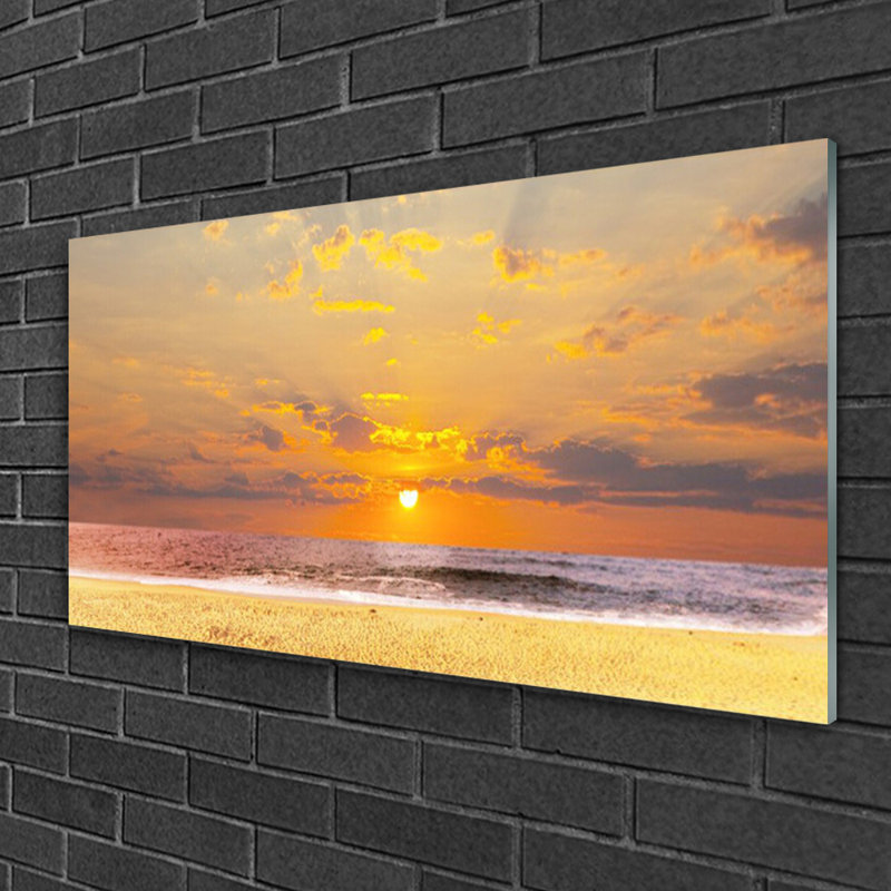 Landscape Sea Beach Sun - No Frame Print on Glass