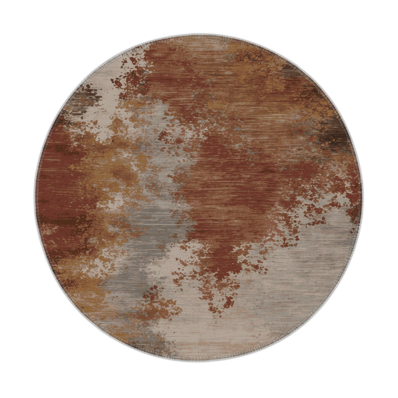 Tapis intérieur et extérieur gris Watercolor, Rond 5 pi
