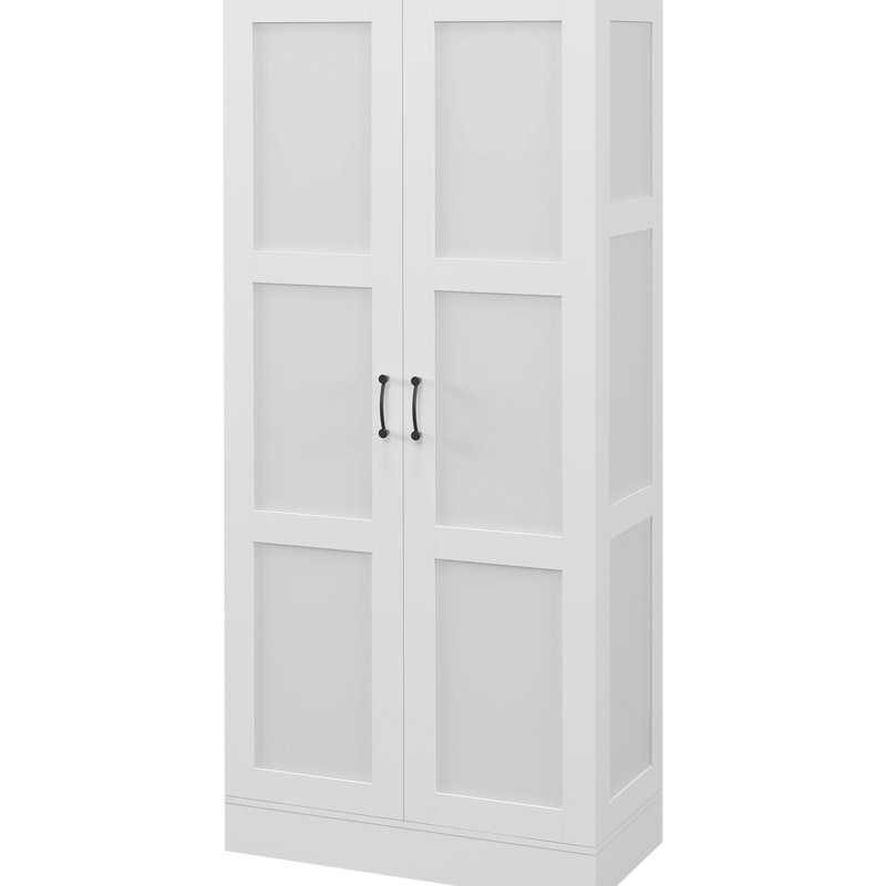 71" Tall Modern Storage Cabinet, White With Movable Shelves And Practicality Efficient Space Utilization
