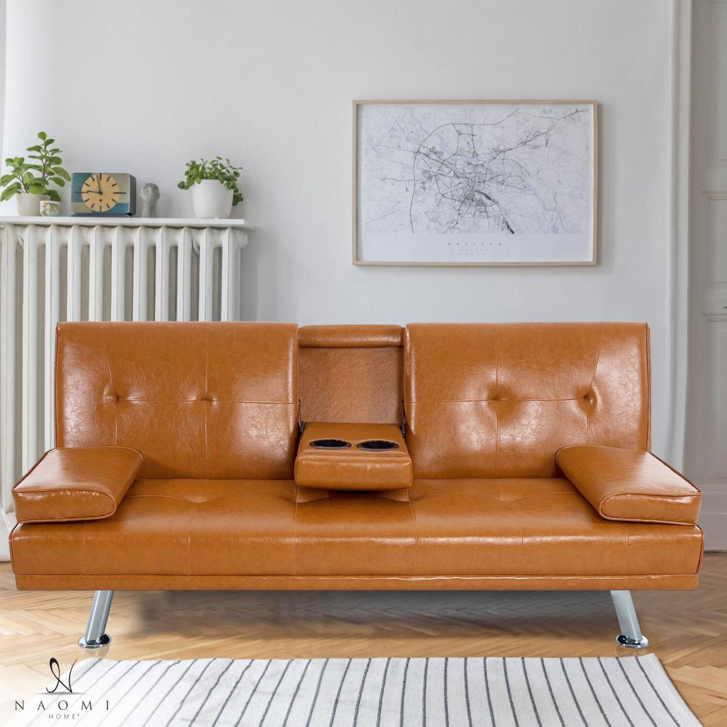 Wrought Studio Futon Sofa Bed with Armrest, Cupholders, & Reclining ...