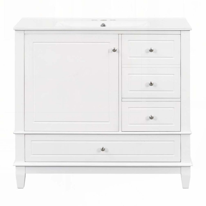 Meuble-lavabo 36 po avec lavabo en céramique, Blanc