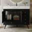 Meuble-lavabo autoportant 36 po avec comptoir en faux marbre, lavabo en céramique, 5 tiroirs et pieds en acier inoxydable-682620484