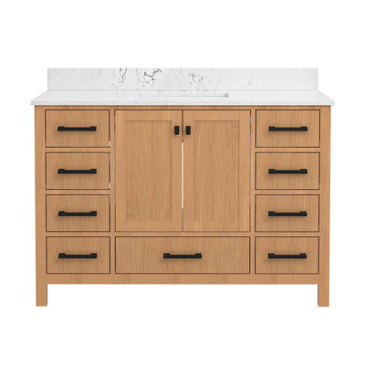 Meuble-lavabo autoportant avec structure et plateau en bois massif