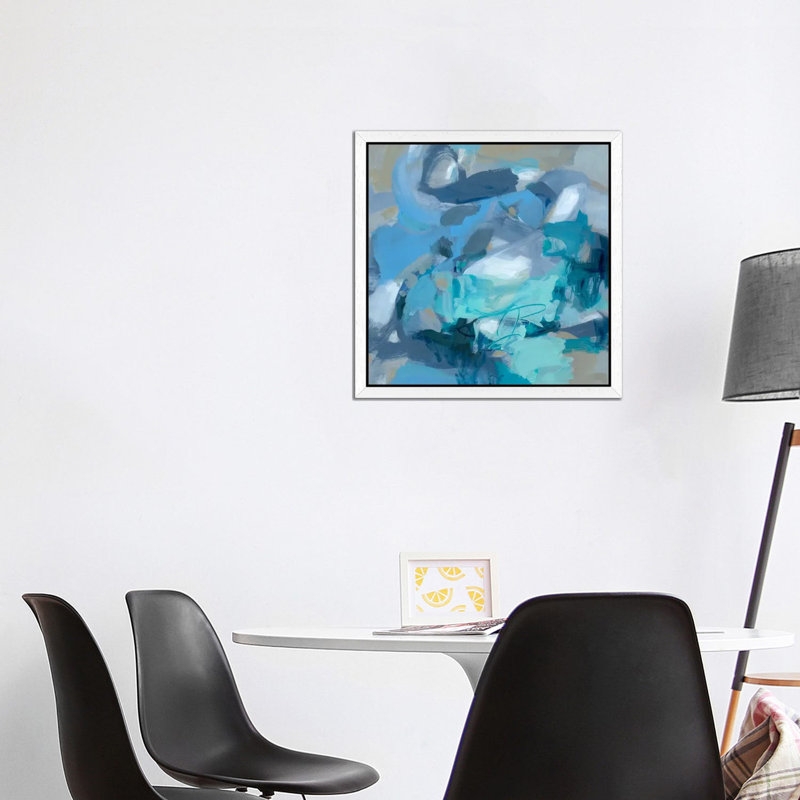 Abstract Blues I by Christina Long - Print on Canvas, 45.72 cm H x 45.72 cm W, White Floater Framed