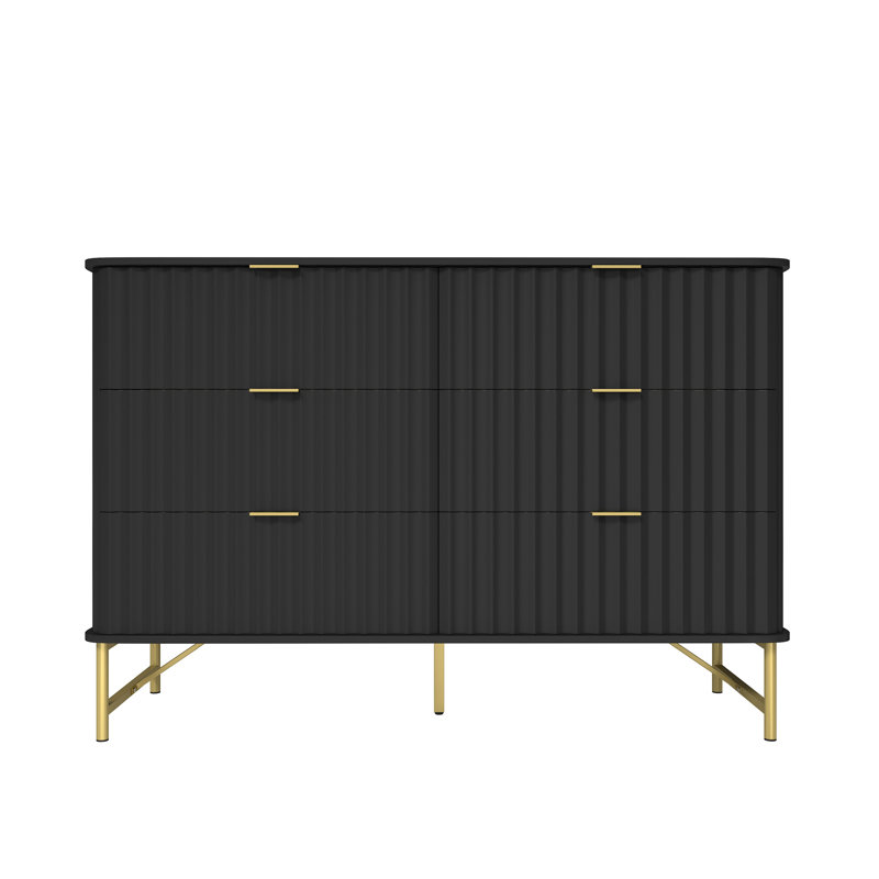 Commode décorative 6 tiroirs Barberton, Noir